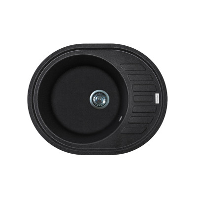 Adamant Мийка кухонная Ovum, штучний камінь, овальна, з крилом, 615х495х200мм, чаша - 1, врізна, чорний