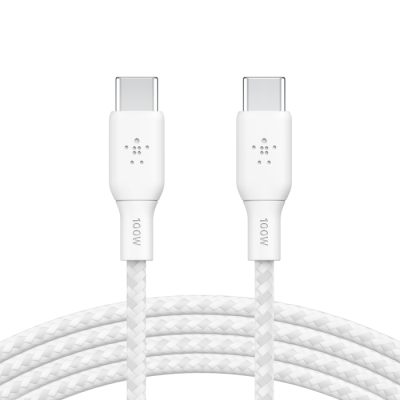 Belkin Кабель заряджання/синхронізації USB-С > USB-С 2м, 100Вт, плетений, білий