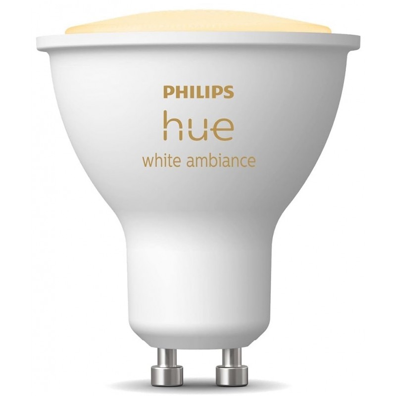 Philips Hue Лампа розумна GU10, 5W(50Вт), 2200K-6500K, Tunable white, ZigBee, Bluetooth, димування