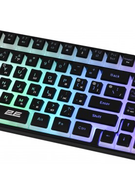 2E Gaming Клавіатура мембранна KG390 100key, USB-A/WL/BT, EN/UA, RGB, чорний