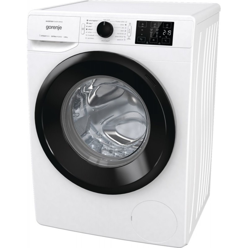 Gorenje Пральна машина фронтальна, 8кг, 1400, A+++, 55см, дисплей, пара, інвертор, білий