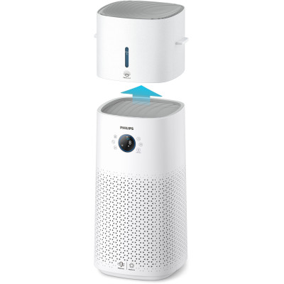 Philips Кліматичний комплекс очист+зволож. Series 3000, 130м2, 505м3/год, диспл., НЕРА, попередн.вугільн. фільтр, Wi-Fi, 6 реж., біл