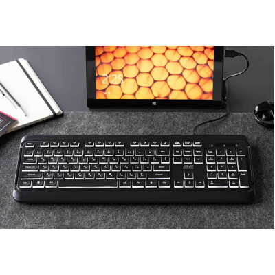 2E Клавіатура мембранна KS120 104key, USB-A, EN/UK, White LED, чорний