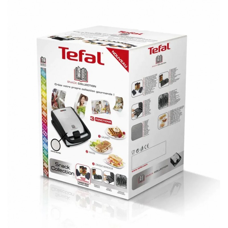 Tefal Мультимейкер Snack collection 700Вт, тефлон, 2 пластини, корпус-нержав.сталь/пластик, чорний