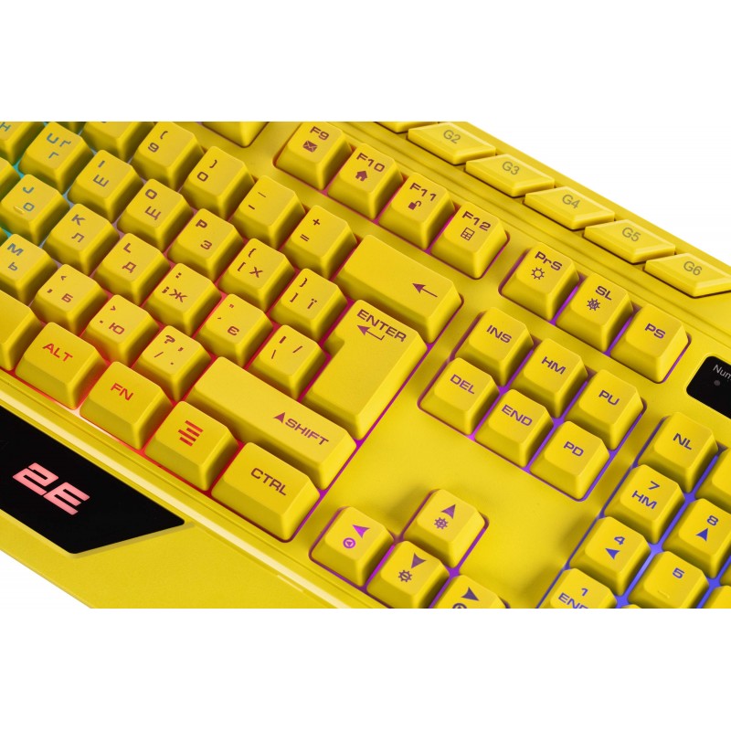 2E Gaming Клавіатура мембранна KG315 110key, USB-A, EN/UA, RGB, жовтий