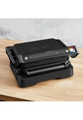 Tefal Гриль прижимний OptiGrill 2в1 Black, 2100Вт, темп. режимів-4, з`ємні пластини, метал, чорний