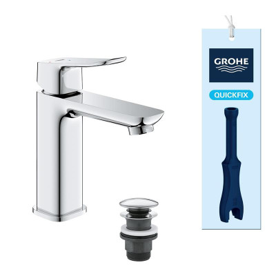 Grohe Змішувач для раковини QuickFix Dice ColdStart M-розміру, довж. виливу - 116мм, неповоротний, 1 важіль, хром