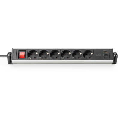 Digitus Блок розеток Office, 6xSchuko 16A, 3xUSB 2A, вимикач, 1.5м, вилка Schuko