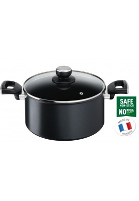 Tefal Каструля Unlimited, скляна кришка, 5,3 л, чорний, алюміній