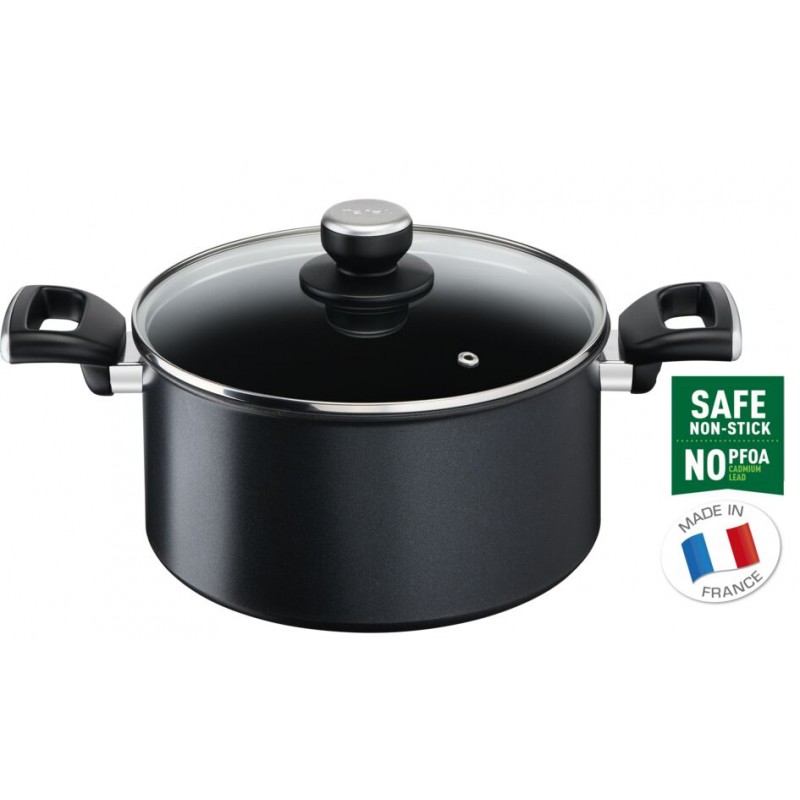 Tefal Каструля Unlimited, скляна кришка, 5,3 л, чорний, алюміній