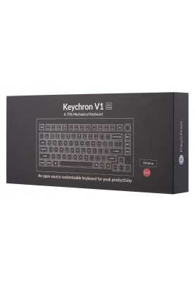 Keychron Клавіатура механічна V1 84Key, Gateron G PRO Brown, USB-A, Hot-Swap, QMK, Knob, EN/UKR, RGB, Carbon Black