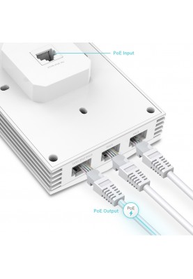 TP-Link Точка доступу EAP655 WALL AX3000, 1xGE, 3xGE out, PoE