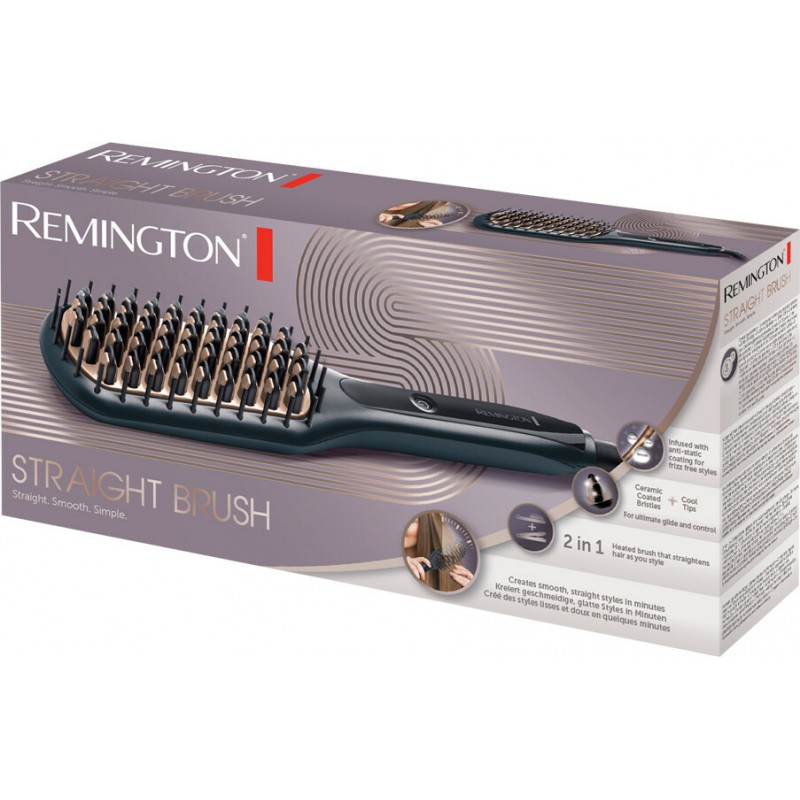 Remington Щітка-випрямляч Straight Brush, 62Вт, темп.режимів-3, 150-230С, іонізація, кераміка, сірий