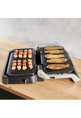 Tefal Гриль прижимний OptiGrill 2in1 XL 2200Вт, темп. режимів-4, з`ємні пластини, сенсор товщини продуктів, метал