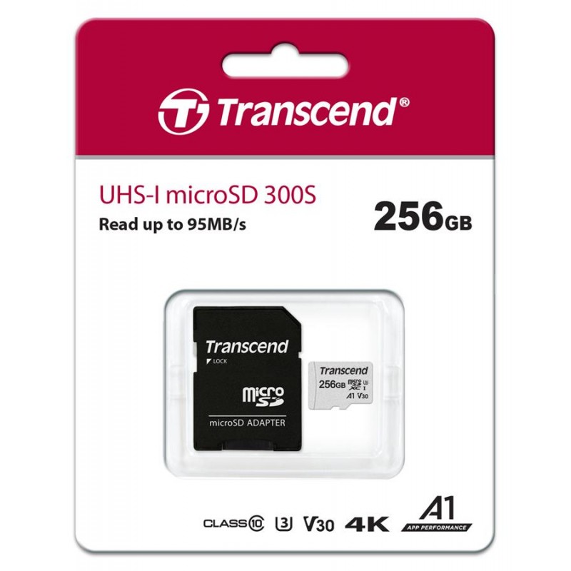 Transcend Карта пам'яті microSD 256GB C10 UHS-I R100/W40MB/s + SD