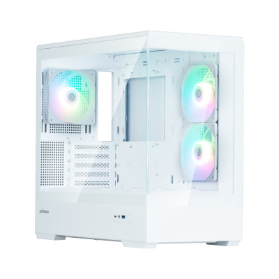 Zalman Корпус P30 White V2, без БР, 1xUSB3.0, 1хUSB Type-C, 3x120мм ARGB, TG Front/Side Panel, mATX, білий