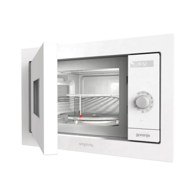 Gorenje Мікрохвильова піч вбудовувана Simplicity, 23л, міх. управл., 900Вт, гриль, дисплей, білий
