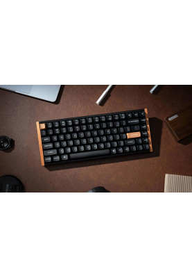 Keychron Клавіатура механічна K2HE 81Key, Gateron Double-Rail Magnetic Nebula, WL/BT/USB-A, QMK, Hot-swap, RGB, дерево, чорний