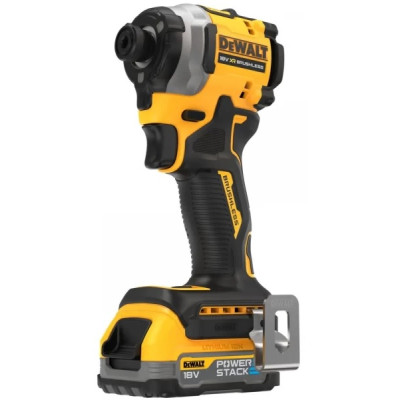 DeWALT Шурупокрут ударний аккумуляторний XR Li-Ion 18В безщітковий PowerStack 1х1.7А·рік 206 Нм 3250об·хв 3800уд/хв кейс і ЗП 0.95кг DeWALT Шурупокрут ударний аккумуляторний XR Li-Ion 18В безщітковий PowerStack 1х1.7А·рік 206 Нм 3250об·хв 3800уд/хв кейс і ЗП 0.95кг