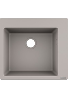 Hansgrohe Мийка кухонна S51, граніт, квадрат, без крила, 560х510х190мм, чаша - 1, накладна, S510-F450, сірий бетон