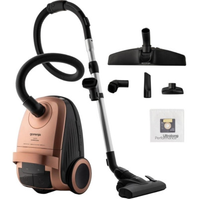 Gorenje Пилосос Gorenje мішковий, 850Вт, конт пилок -3л, HEPA, телескоп трубка, бронзовий