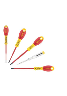 Stanley Викрутка FatMax набір 7шт, для робіт під напругою 1000В, прямий шліц 3.5х75мм/5.5х150мм, викрутки під шліц Philips Ph1x100/ Ph2x125
