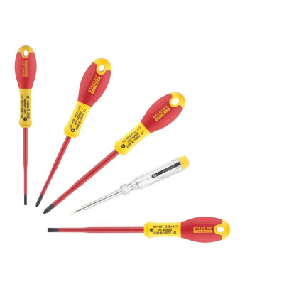 Stanley Викрутка FatMax набір 7шт, для робіт під напругою 1000В, прямий шліц 3.5х75мм/5.5х150мм, викрутки під шліц Philips Ph1x100/ Ph2x125