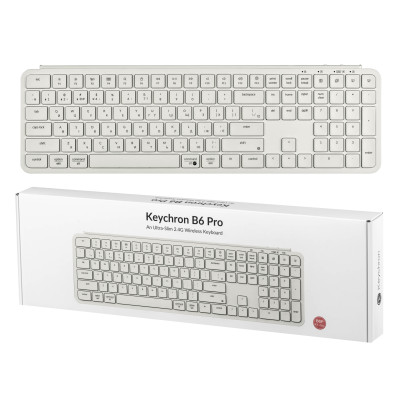 Keychron Клавіатура мембрана B6 Pro, USB/WL/BT, ivory white