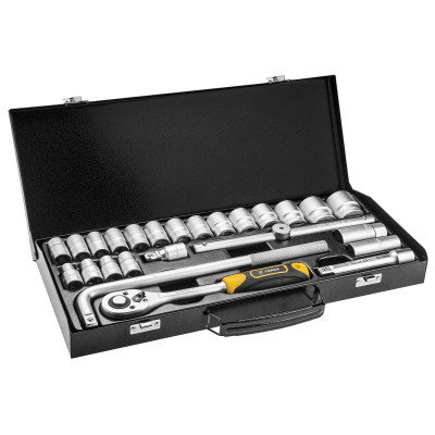 Topex Набір інструменту, Набір торцевих головок, 25 од., 1/2`, металевий кейс Topex Набір інструменту, Набір торцевих головок, 25 од., 1/2`, металевий кейс