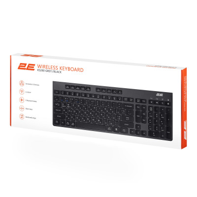 2E Клавіатура мембранна KS280 120key, WL/BT, EN/UK/RU, silent, чорно-сіра