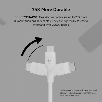 Belkin Кабель USB-С - USB-C силіконовий, з кліпсою, 2м, білий