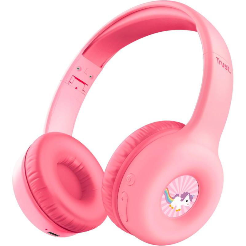 Trust Навушники On-ear Nouna Kids, Wireless, Mic, Рожевий