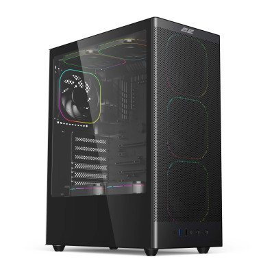 2E Gaming Корпус 2E GAMING Iconic V8210B без БЖ, 1xUSB3.0, 1х USB 2.0, 1xUSB Type-C, 4x120мм ARGB, VGA 325мм, LCS ready, контролер з пультом, TG Side Panel, ATX, чорний