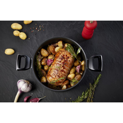 Tefal Каструля Unlimited, скляна кришка, 5,3 л, чорний, алюміній