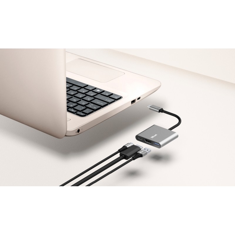 Trust Dalyx 3-in-1 Multiport USB-C Adapter ALUMINIUM