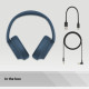 Sony Навушники Over-ear WH-CH720N BT 5.2, ANC, SBC, AAC, Wireless, Mic, Синій