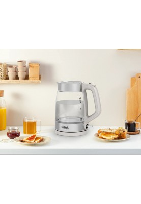 Tefal Електрочайник Glass Kettle 1.7л, скло, з підсвіткою, сріблясто-сірий