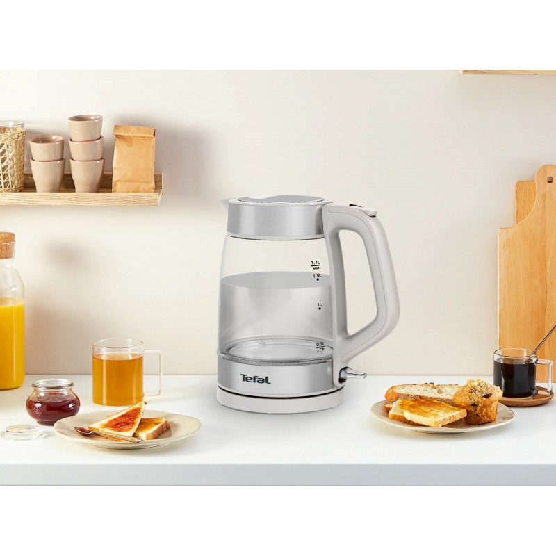 Tefal Електрочайник Glass Kettle 1.7л, скло, з підсвіткою, сріблясто-сірий