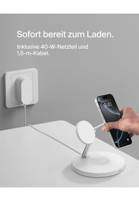 Belkin Зарядне пристрій бездротовий 3в1 Magnetic Pad Qi2 15Вт, білий
