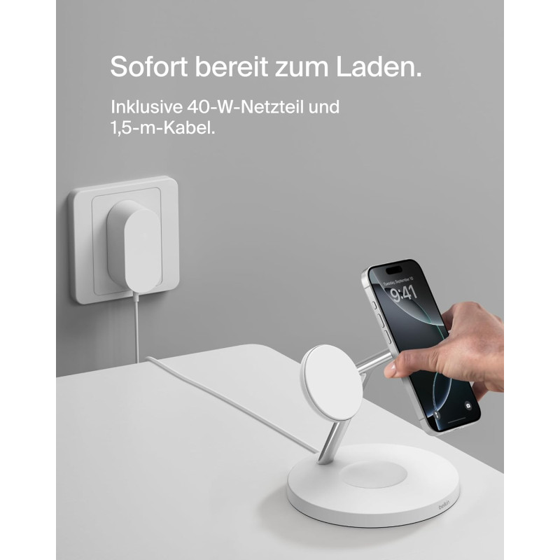 Belkin Зарядний пристрій бездротовий 3в1 Magnetic Pad Qi2 15Вт, білий