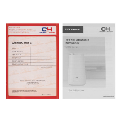 Cooper&Hunter Зволожувач повітря CH-3040TU 40м2, 4л, 300мл/г, ультразвуковий, верхня затока, ел. кер-ння, дисплей, УФ-очистка, підсвічування, авто вимкнення, білий Cooper&Hunter Зволожувач повітря CH-3040TU 40м2, 4л, 300мл/г, ультразвуковий, верхня затока, ел. кер-ння, дисплей, УФ-очистка, підсвічування, авто вимкнення, білий