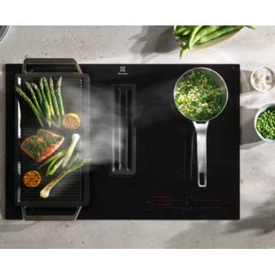 Electrolux Варильна повверхня індукційна, 80см, розширена зона, вбудована витяжка, Hob2Hood, чорний