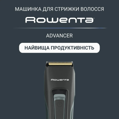 Rowenta Машинка для стрижки Advancer, для бороди, вусів, голови, мережа+акум., роторний мотор, насадок-2, кейс, титан.напил., темно-зелений
