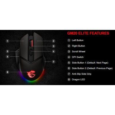 MSI Миша Clutch GM20 Elite GAMING Mouse