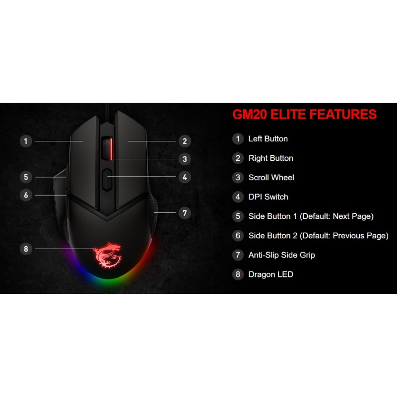 MSI Миша Clutch GM20 Elite GAMING Mouse