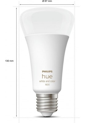 Philips Hue Лампа розумна E27, 15W(100Вт), 2000K-6500K, RGB, ZigBee, Bluetooth, димування