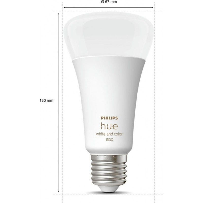 Philips Hue Лампа розумна E27, 15W(100Вт), 2000K-6500K, RGB, ZigBee, Bluetooth, димування