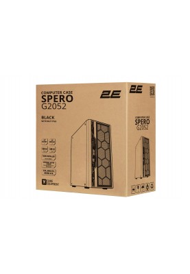 2E Gaming Корпус Spero G2052 без БЖ 2xUSB3.0, 1xUSB2.0, 1x120мм ARGB, 2x120мм, VGA 345мм, LCS ready, TG Side Panel, ATX, чорний