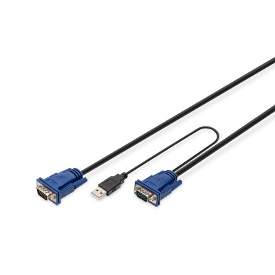 Digitus Кабель KVM Cable Set, VGA, PS/2-Mouse, PS/2-Keyboard, USB black, 3м
