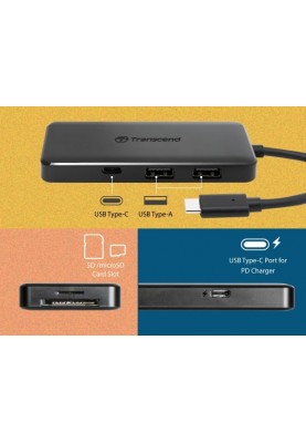 Transcend Хаб USB 3.1 Type-C > 2xUSB 3.1 Type-A/2xType-C/microSD/SD, пасивний